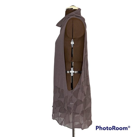 Sarah Pacini Mauve Cowl Neck Sleeveless Knit Vest - Picture 4 of 5